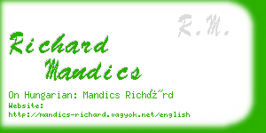 richard mandics business card